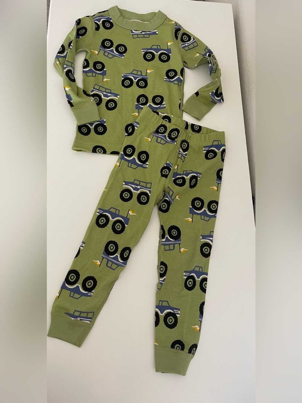 New Hanna Andersson Green Monster Truck Pajama Pants